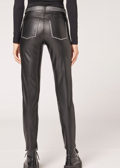 Leggings Termici Spalmati con Borchie