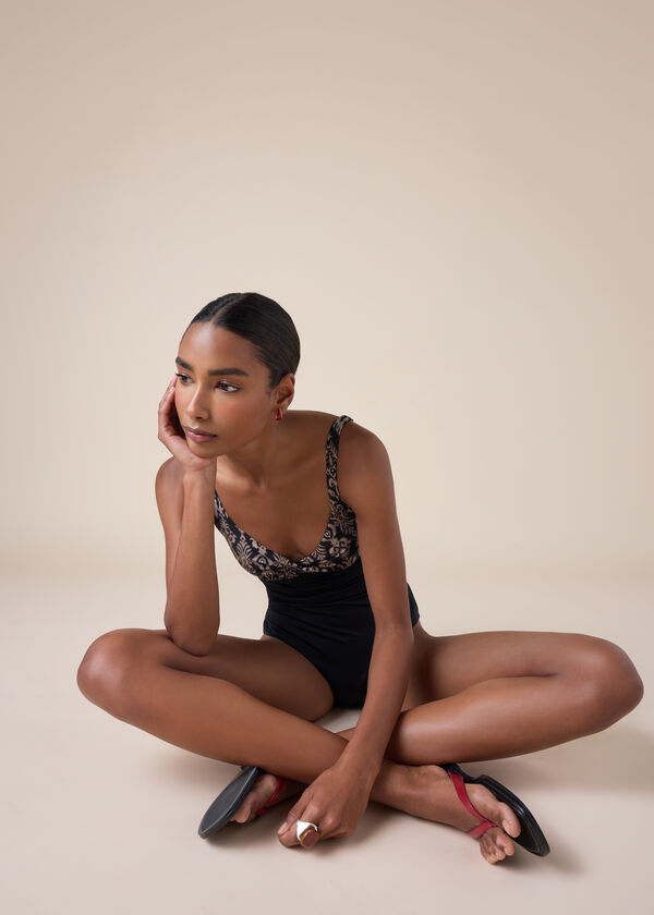Golden Ethnic Slimming Swimsuit