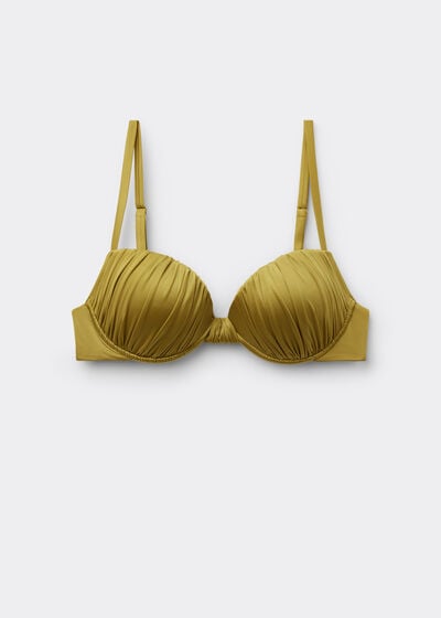 Vadderad Push-Up Bikini Topp Shiny Satin