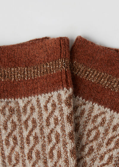 Cashmere Blend Short Socks with Glitter Pattern