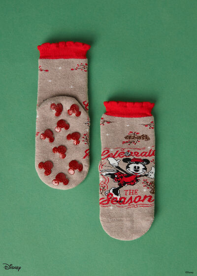 Girls’ Non-slip Disney Minnie Mouse Christmas Socks