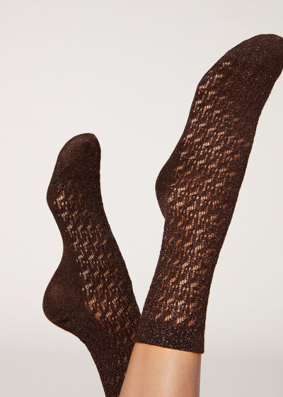 Short Openwork Socks with Glitter