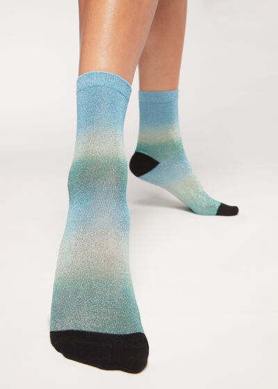 Shaded Pattern Glitter Short Socks