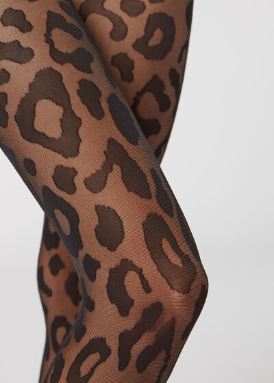 Large Animal Print Pattern 30 Denier Sheer Tights