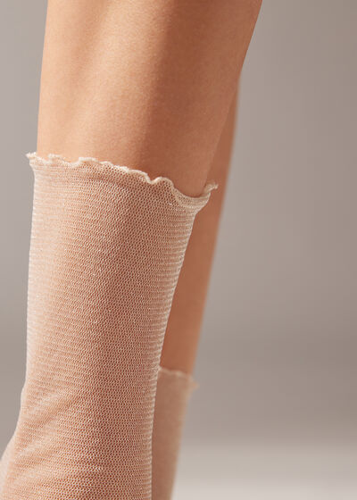 Κοντές Κάλτσες από Γυαλιστερό Ύφασμα
