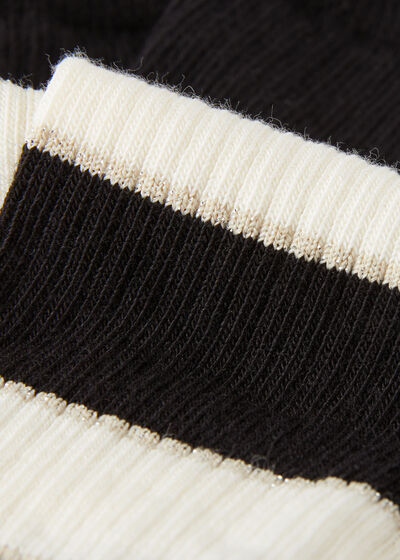 Ribbed Stripe-Patterned Short Socks