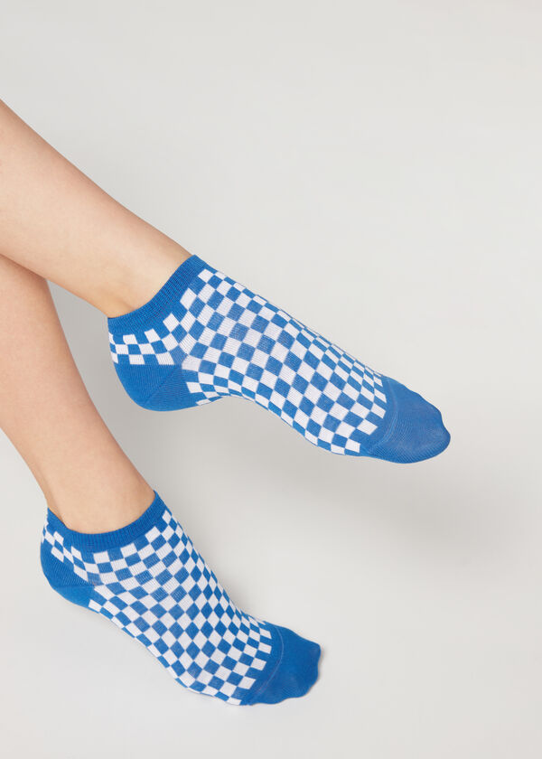 Neviditelné ponožky s kostkovaným vzorem
