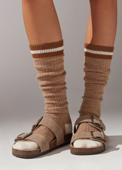 Dlhé vrúbkované vlnené ponožky