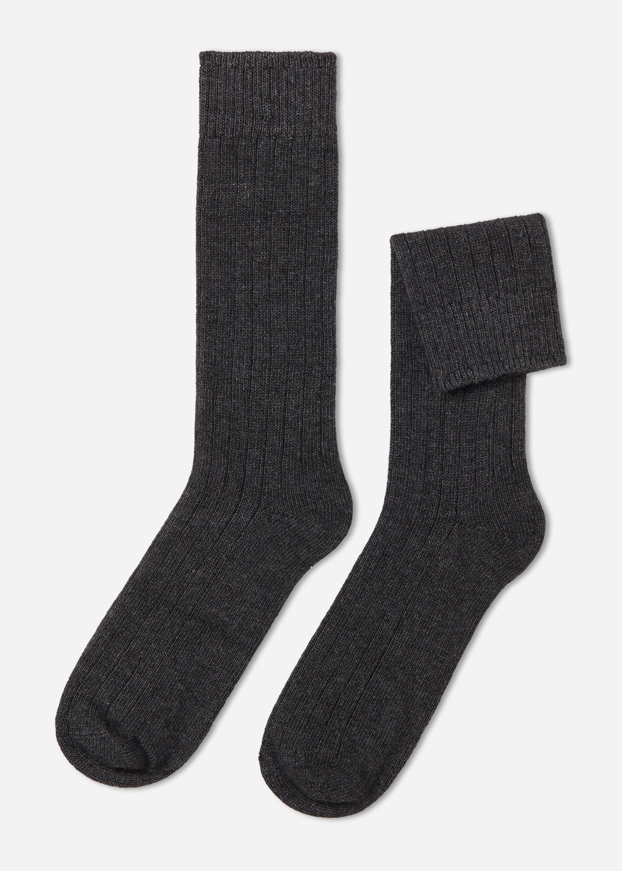 Chaussettes homme courtes côtelées avec cachemire et laine