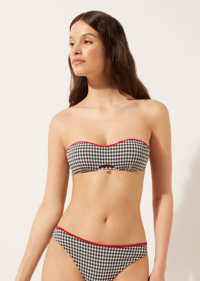 Padded Bandeau Bikini Top Cherry Vichy