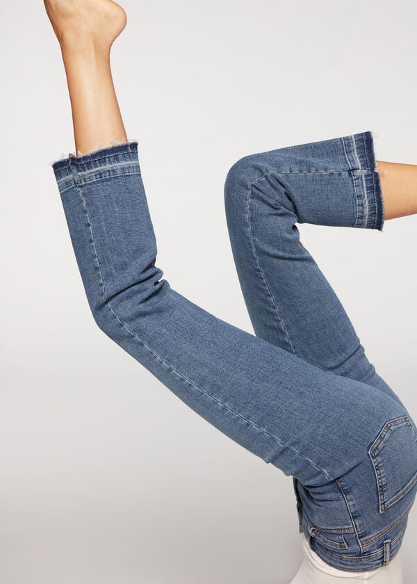 Gecropte flared jeans