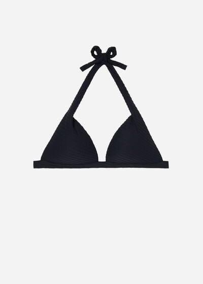 Triangel-Bikinioberteil mit abgestufter Wattierung 3D Black Waves