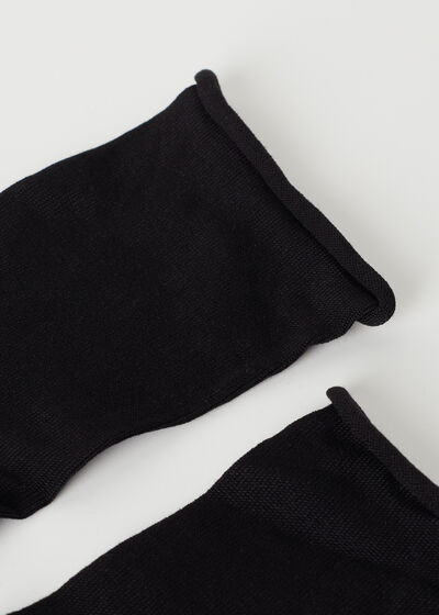 Nízke Ponožky z Bavlny Lisle s Neopracovanými Manžetami