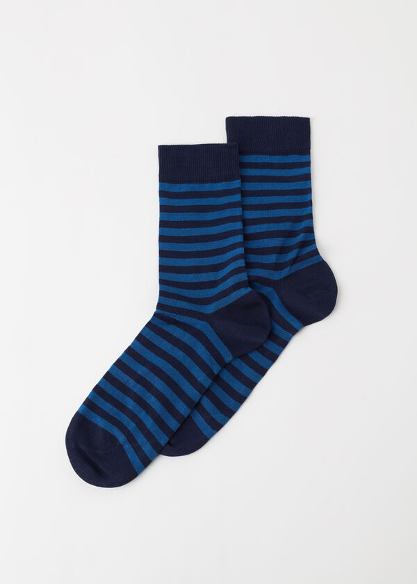 İki Renkli Çizgili Kısa Erkek Çorabı