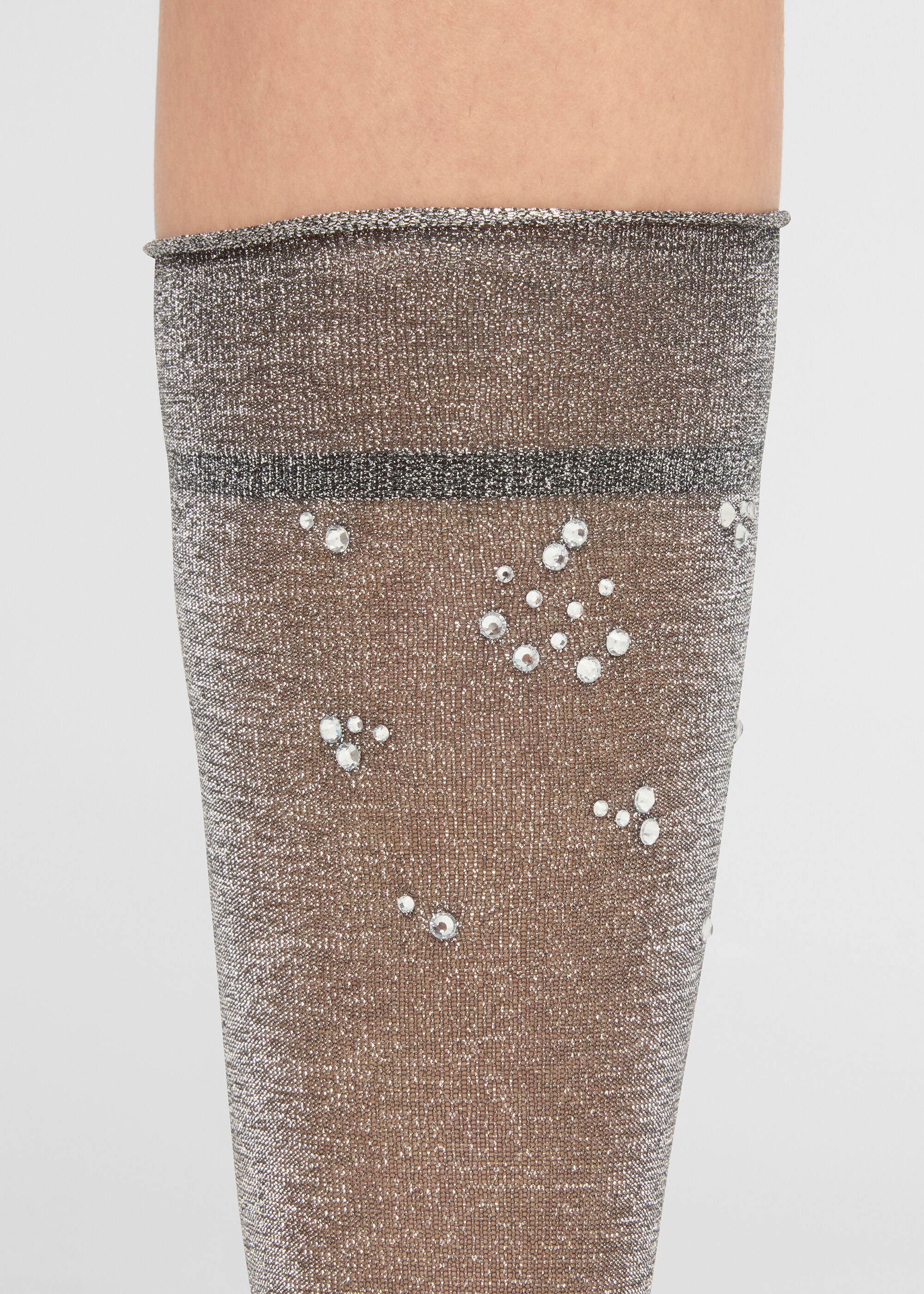 Glitter and Diamanté Appliqué Sheer Short Socks