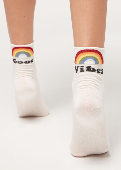 Good Vibes Patterned Short Socks