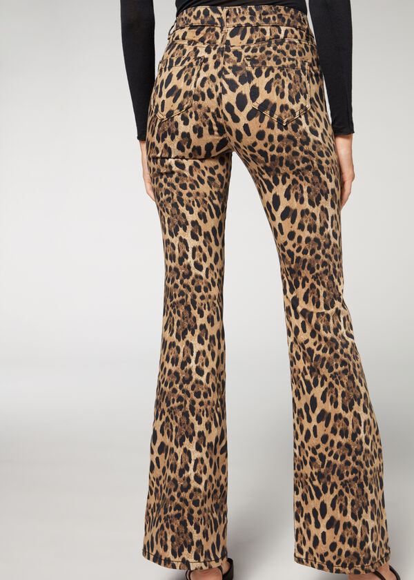 Jeans Flare Stampa Animalier