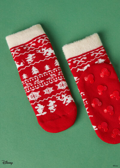 Detské protišmykové ponožky s vianočným nórskym vzorom Disney z kolekcie pre celú rodinu