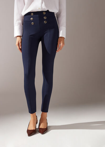 Skinny Sailor Leggings with Buttons