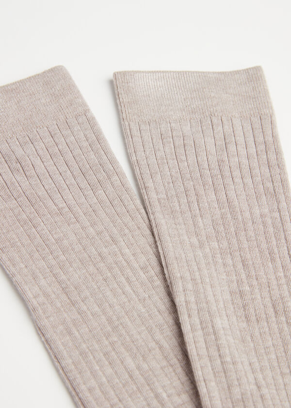 Ribbed Cashmere Long Socks