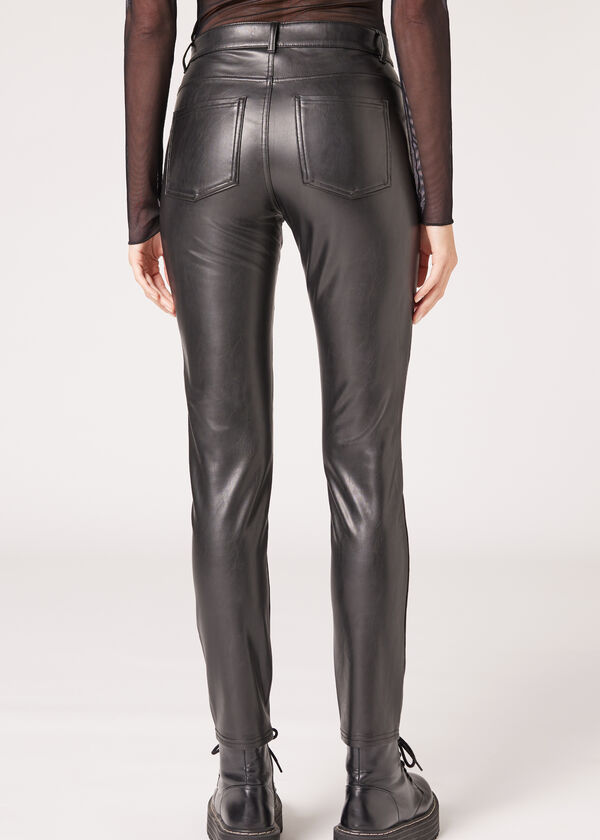 Coated Thermal Skinny Biker Leggings