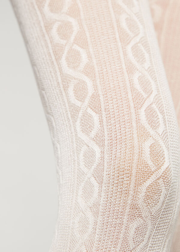 Strumpfhose mit Cashmere und Zopfmuster