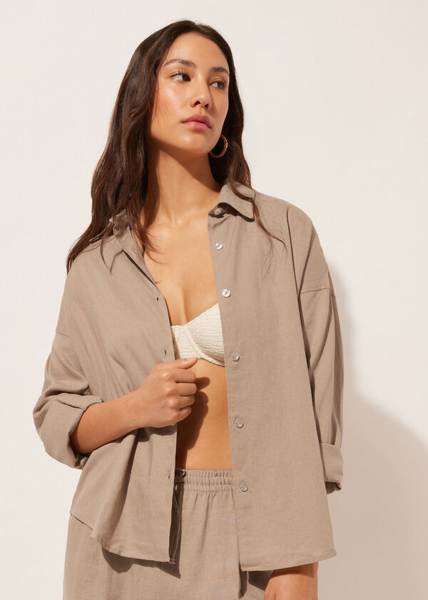 Short Linen and Viscose Shirt