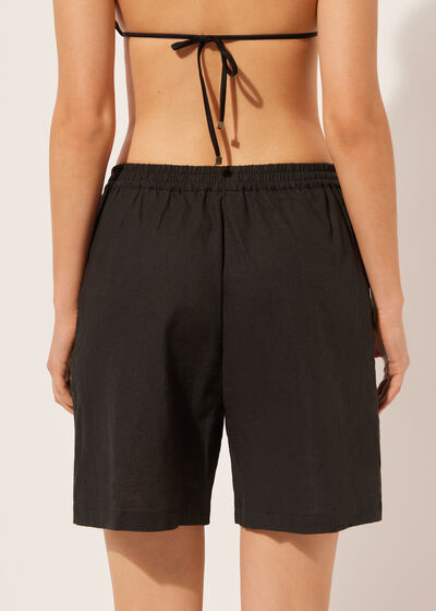 Cotton and Linen Bermuda Shorts