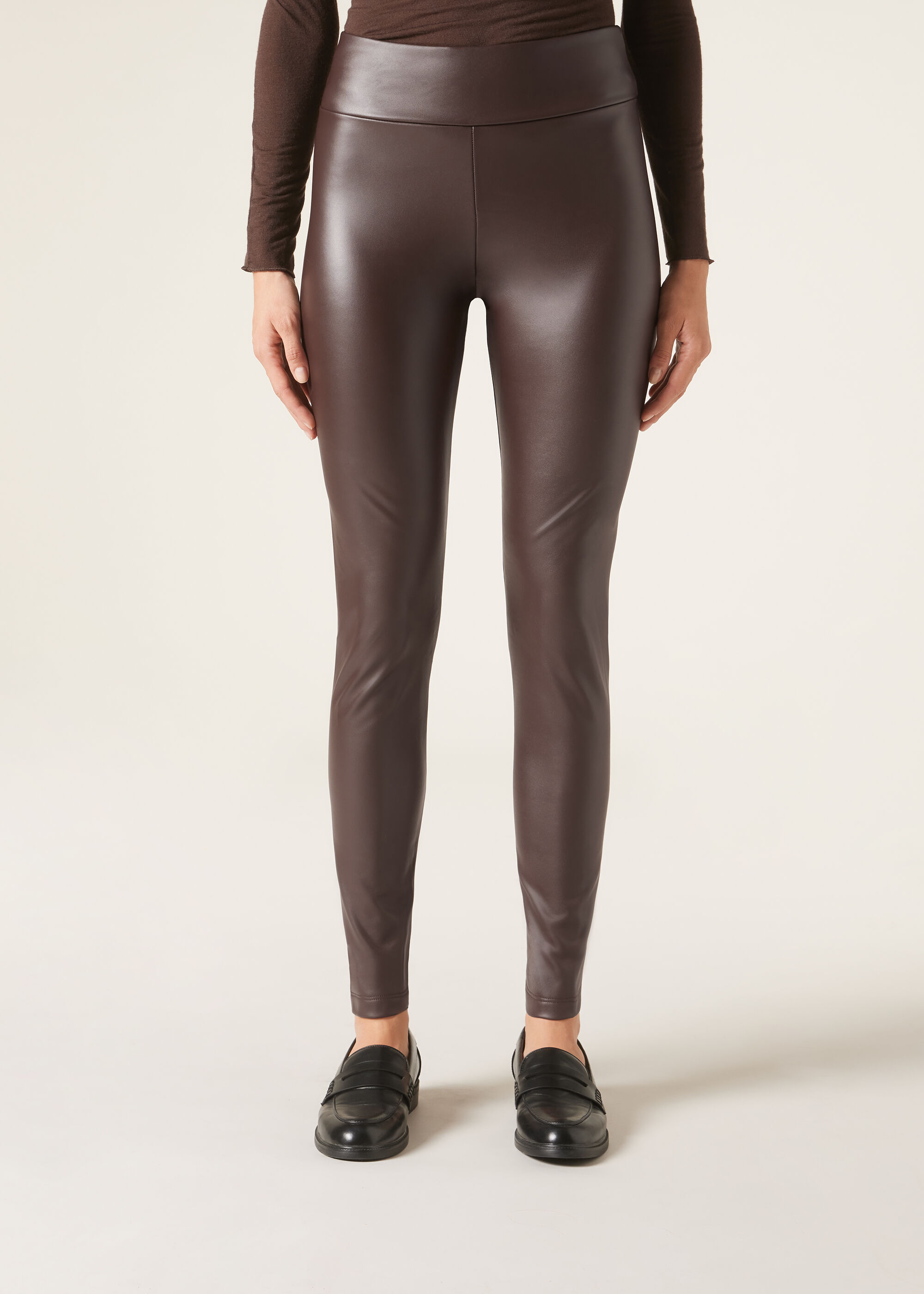 Thermische legging met leerlook