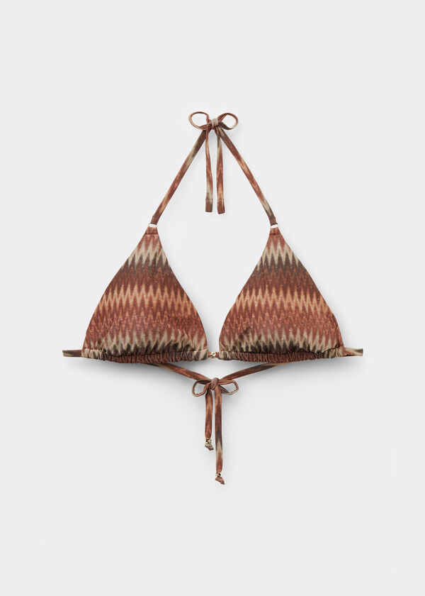 Golden Chevron Triangle Bikini Top
