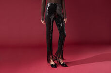 Cropped Flared Leggings with Sequin Fringing
