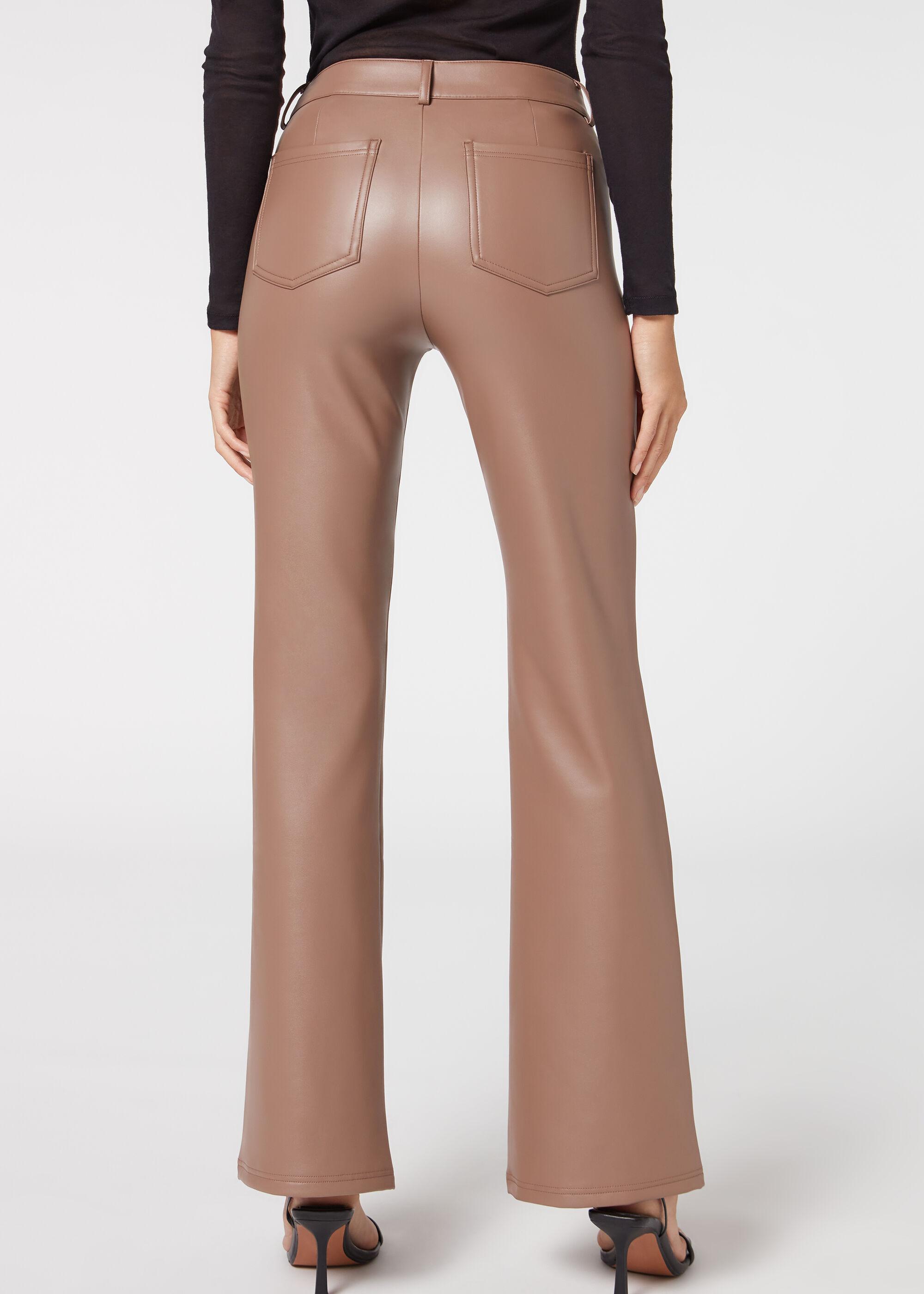 Thermo Flare Leggings in Lederoptik