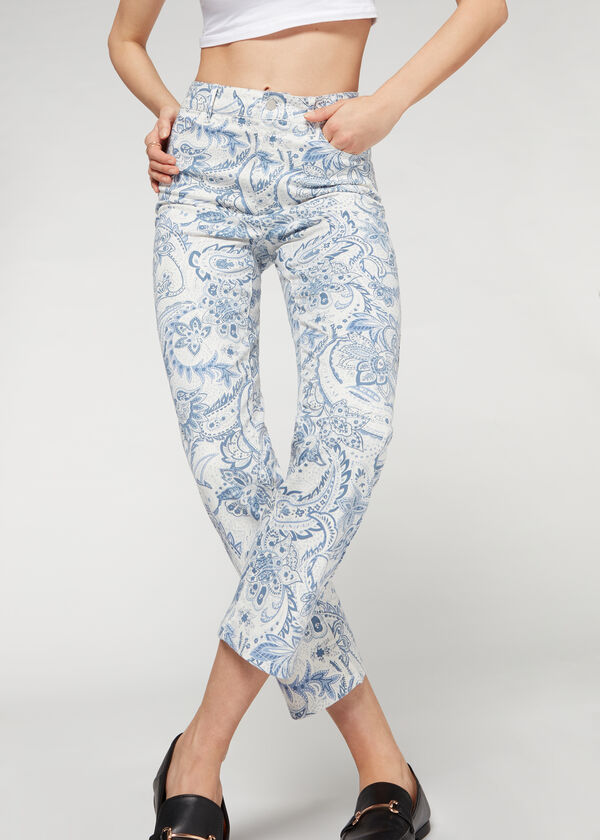 Jeansy dzwony cropped z wysokim stanem