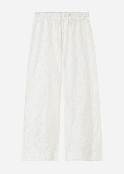 Embroidered Mesh Trousers