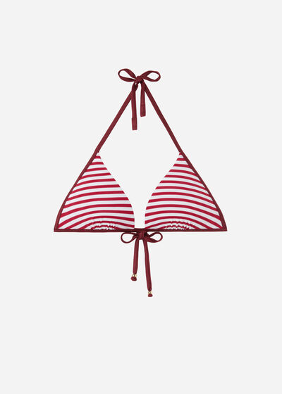 Triangelformad bikiniöverdel med graderad vaddering Nautical Stripes