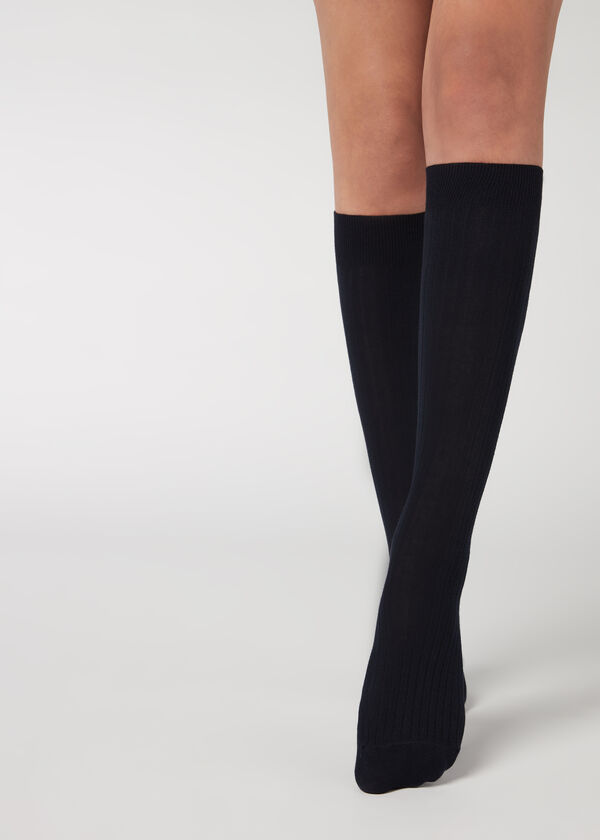 Women’s Ribbed Long Socks with Cashmere