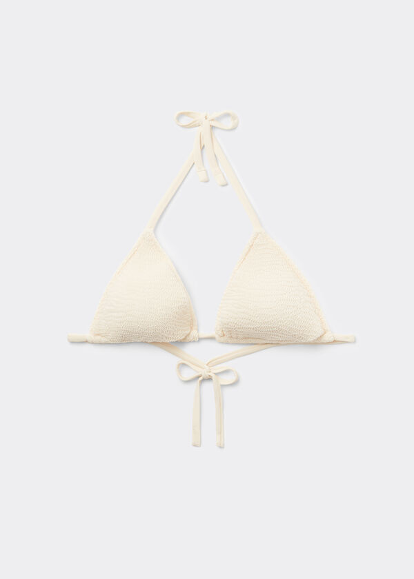 Triangle Bikini Top with Removable Padding Crinkle Waves