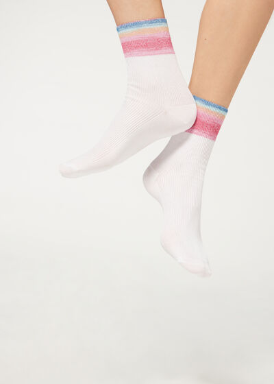 Kratke prugaste nijansirane čarape sa šljokicama