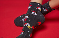 Chaussettes antidérapantes Mickey Mouse Famille Noël pour femme