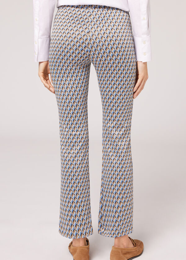 Legging met Wijd Uitlopende Pijpen Cropped Geometrisch