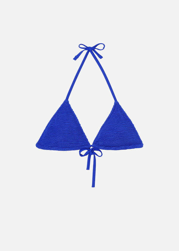Top de bikini triangular con relleno extraíble Crinkle Waves