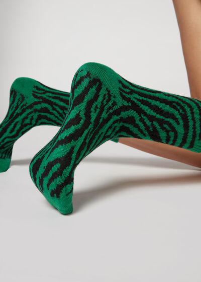 Zebra Desenli Kaşmir Soket Çorap