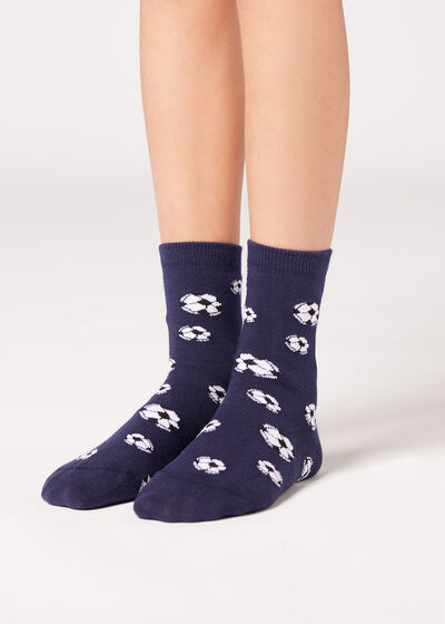 Kurze Socken mit Fußballmotiv für Kinder