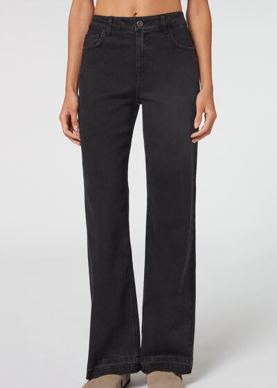 Fringed Wide Leg Jeans