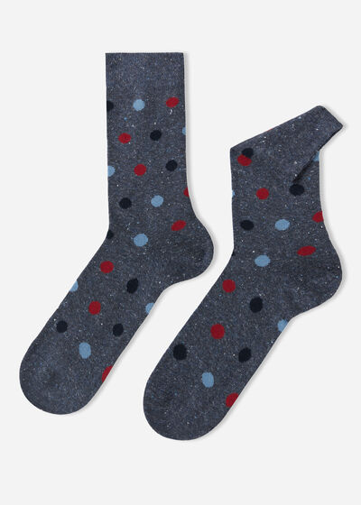 Men’s Slub Cotton Dot-Pattern Short Socks