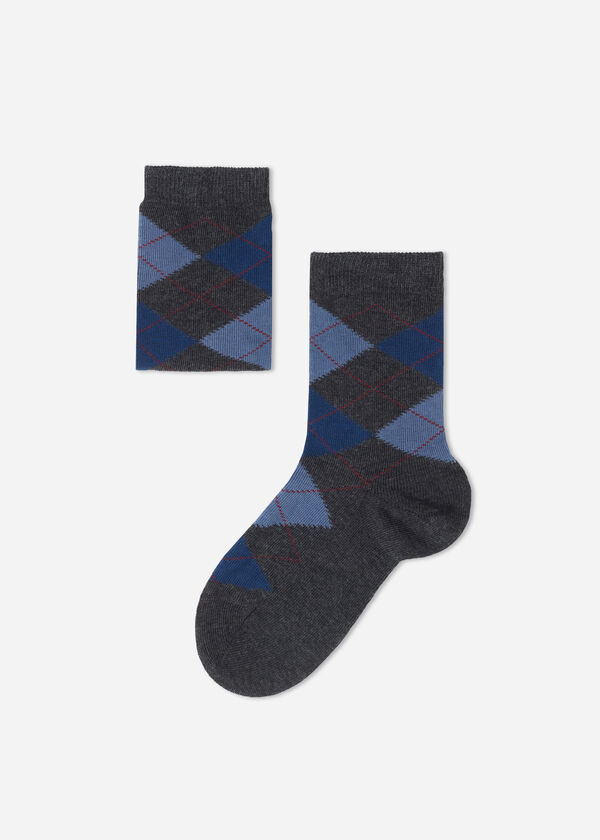 Krátké dětské ponožky s kosočtvercovým vzorem