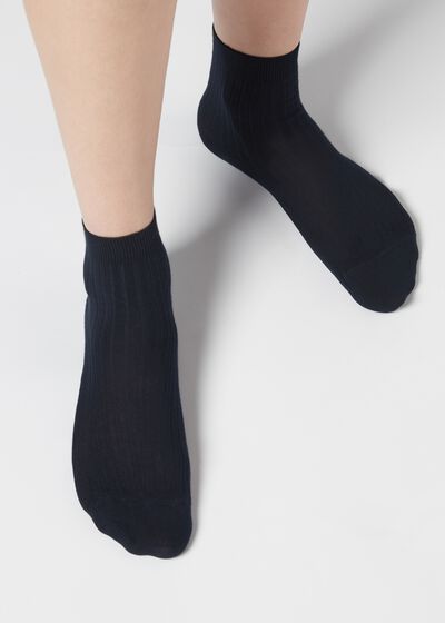 Short Ribbed Socks with Cotton and Cashmere