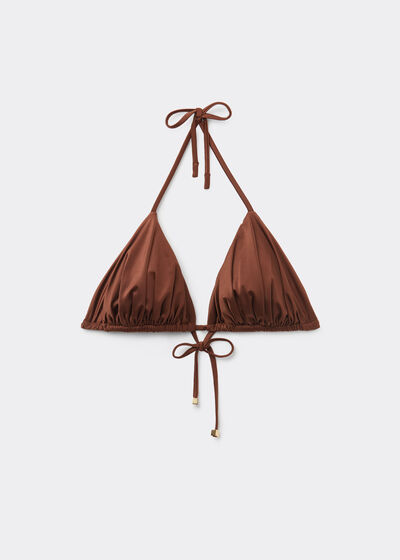 Triangel-Bikinioberteil mit herausnehmbaren Polstern Shiny Satin