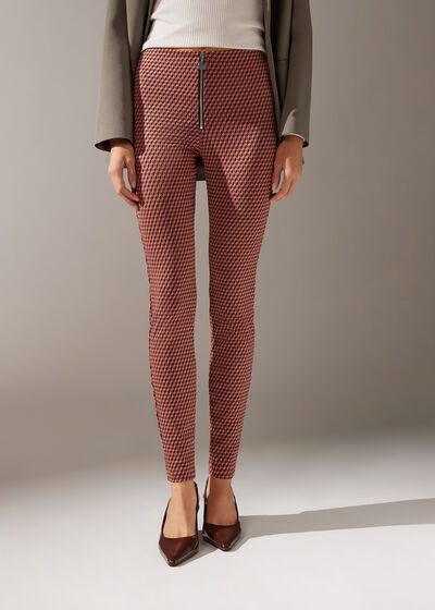 Stretch Knit Skinny Leggings with Zip