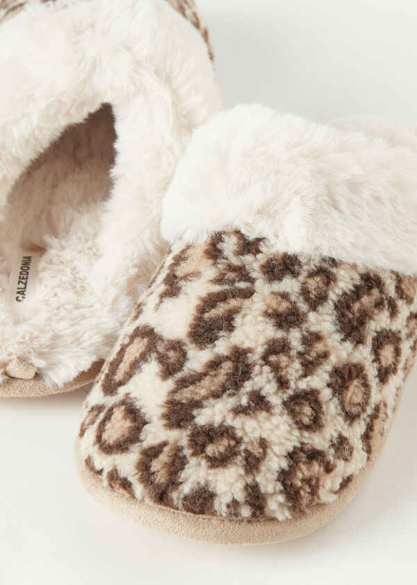 Animal-Patterned Soft Teddy Fabric Slippers